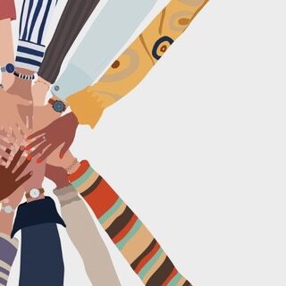 Teamwork of multi-ethnic and multicultural people working together. Concept of community of different people. Unity and solidarity between people of different cultures. Concept of activist and protest movement. Friendship, solidarity, tolerance and brotherhood among peoples. International and multicultural society and population. Cooperation between communities. Anti-racism protest. Volunteer concept. Antiracism and racial equality concept.
